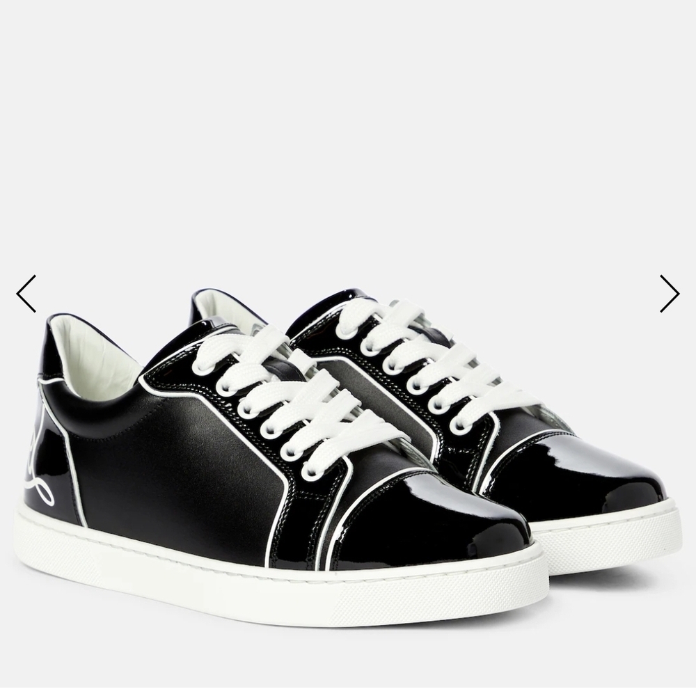 Christian Louboutin Black and White Sneakers with Glossy Finish
